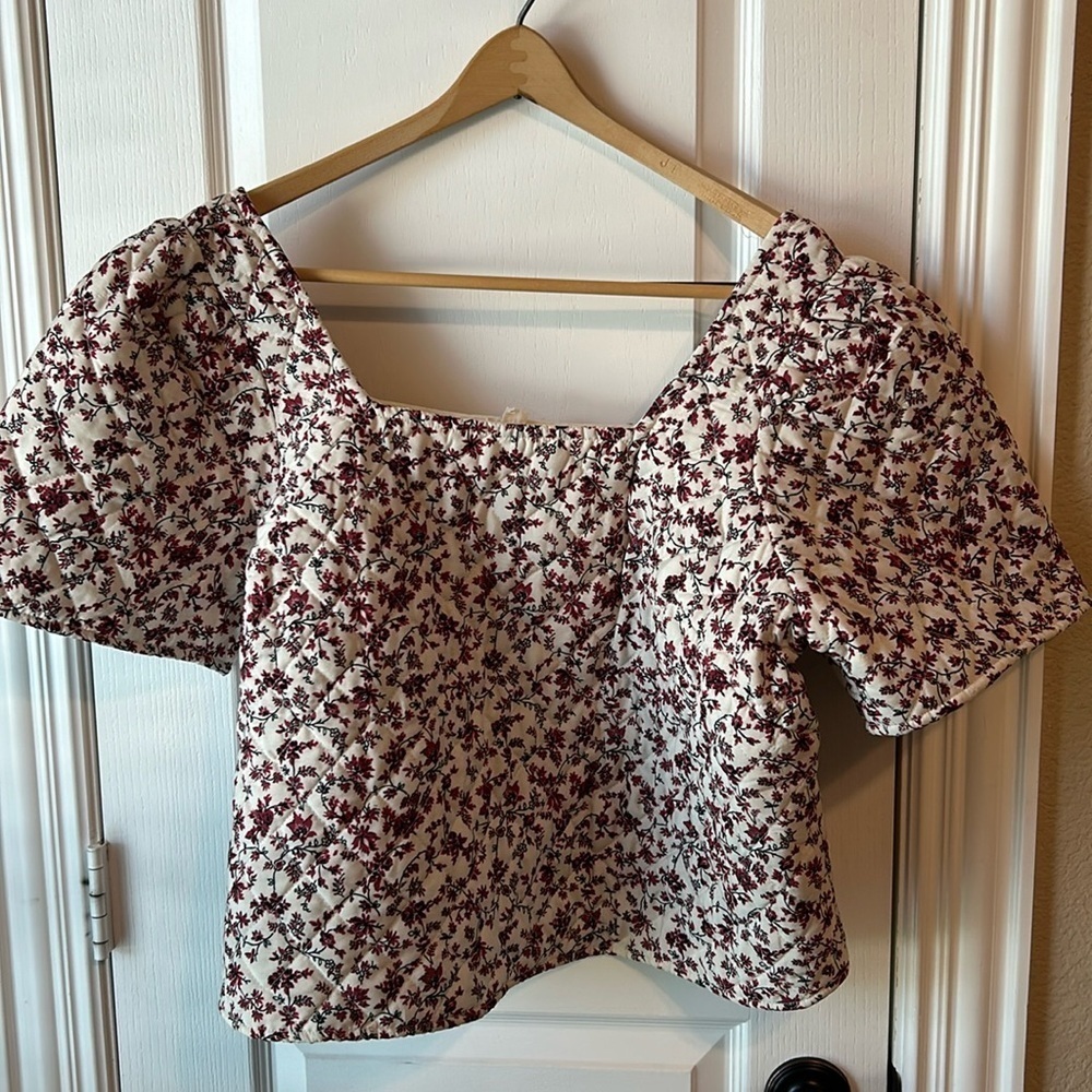 Quilted cropped top preppy cottage core academia girly plus size